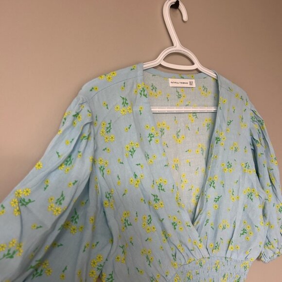 Faithfull The Brand Light Blue Sunflower Blouse - Picture 2 of 5